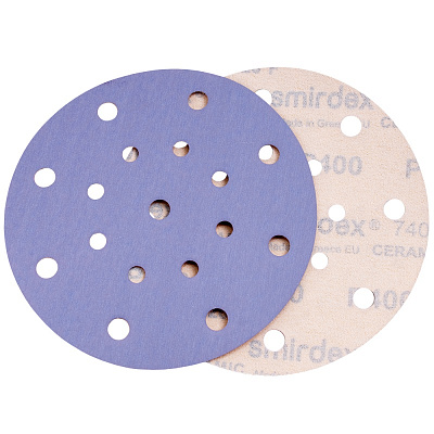 P600 150мм SMIRDEX Ceramic Velcro Discs 740  Абразивный круг, с 17 отверстиями 740411600